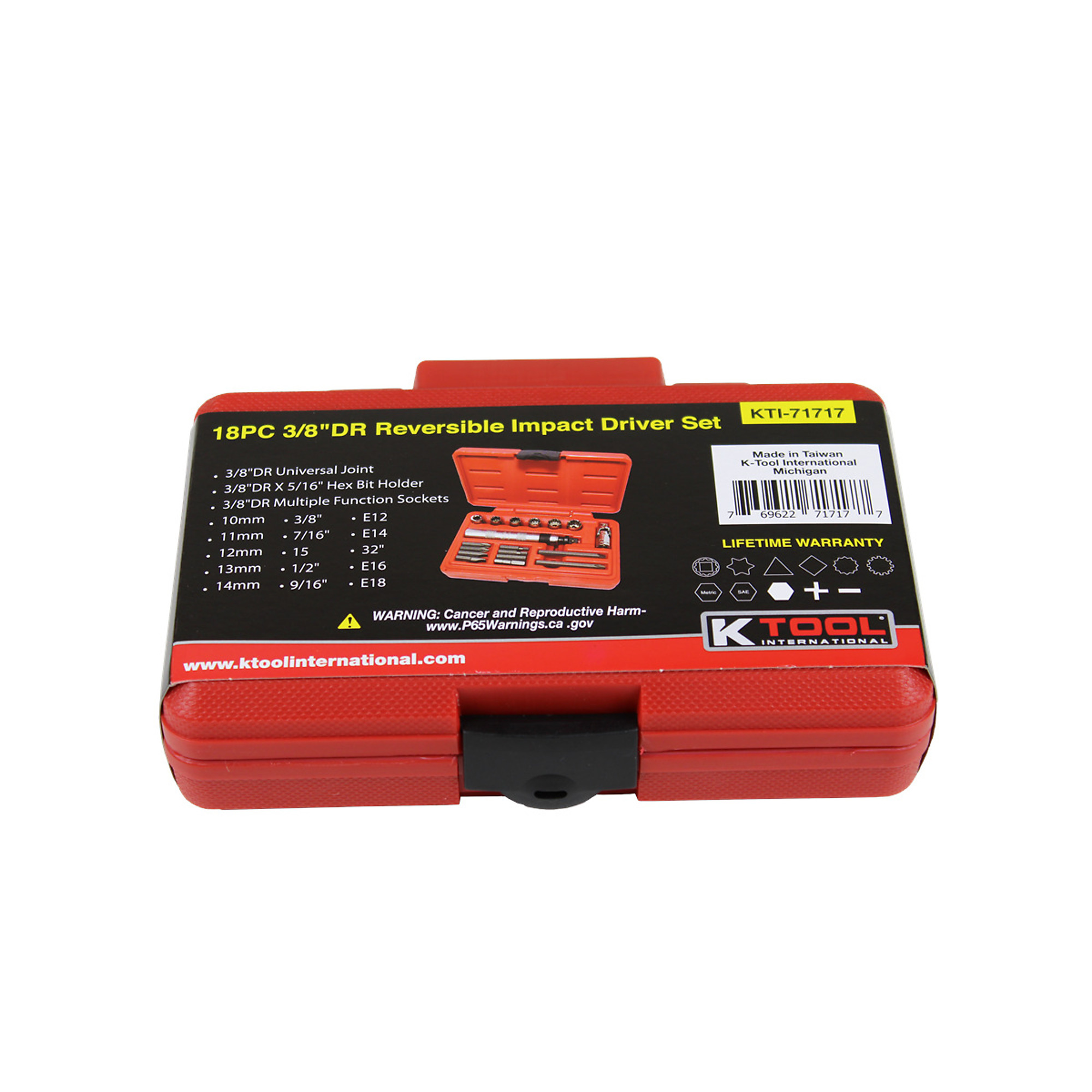 K Tool International Impact Driver Set — 18-Piece, 3/8in. Drive, Model# KTI71717